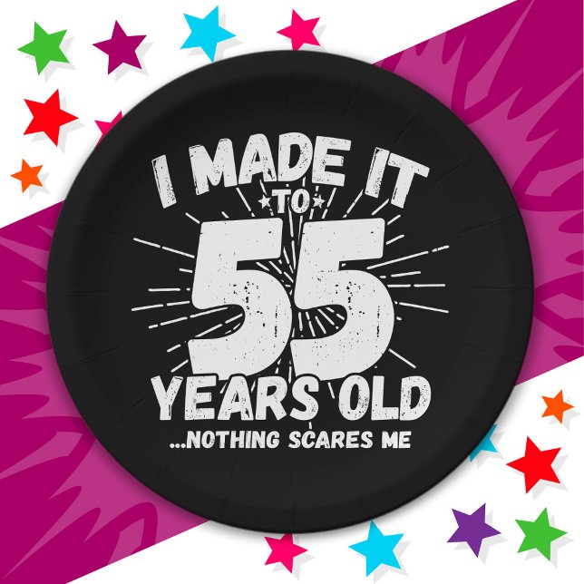 55 Year Old Sarcastic Meme Funny 55th Birthday Paper Plate (Creator Uploaded)