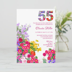 55 Years Elegant Garden Floral – 55th Birthday Invitation