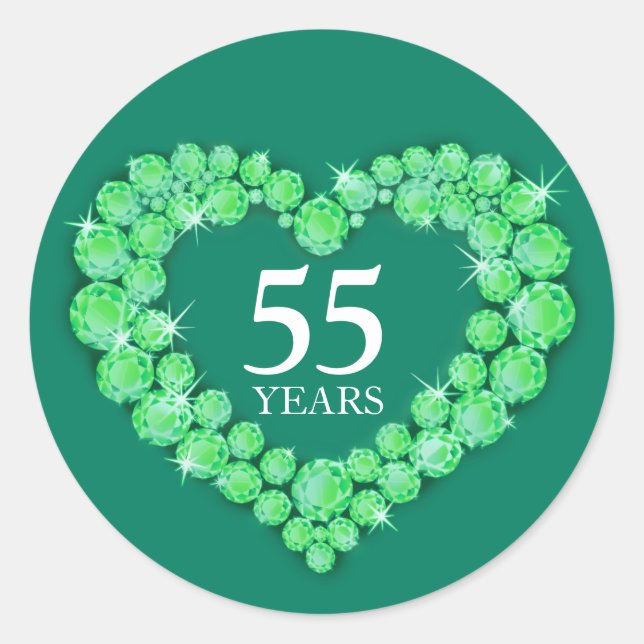 55 years emerald anniversary heart sticker (Front)
