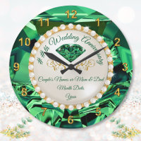 55th, 35th or 20th Emerald Anniversary Gifts Clock