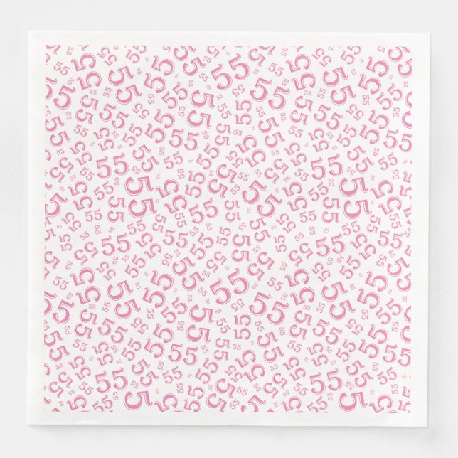 55th Age Random Number Pattern Pink/White Napkin (Front)