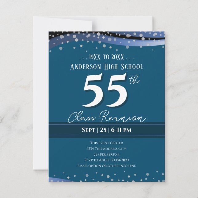 55th Alumni High School Reunion Blue Announcement (Front)