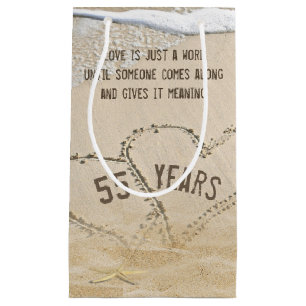 55th Anniversary Beach Hearts and Starfish Small Gift Bag