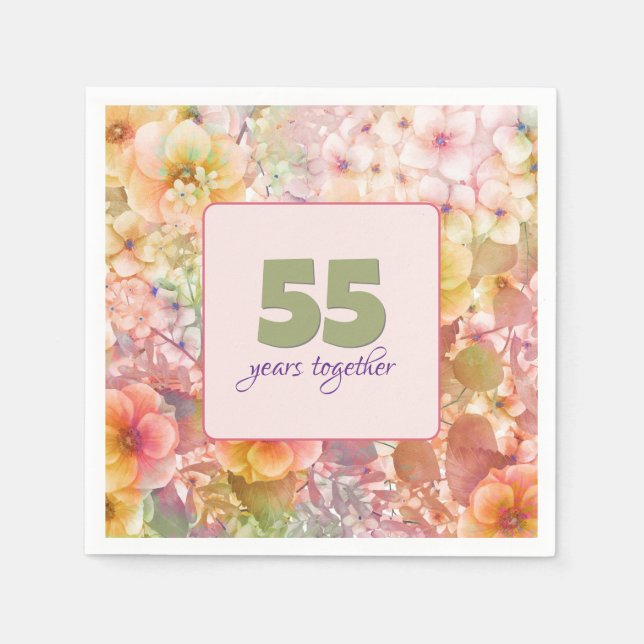 55th Anniversary Cosmos Floral Design Napkin (Front)