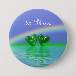 55th Anniversary Emerald Hearts 7.5 Cm Round Badge
