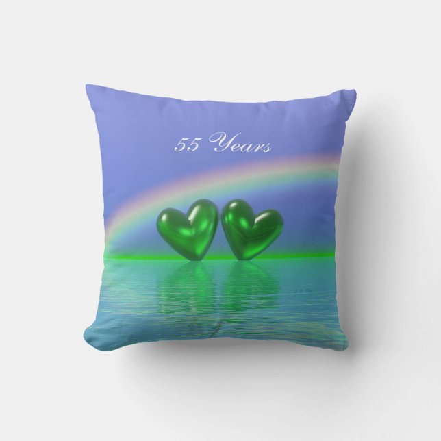 55th Anniversary Emerald Hearts Cushion (Front)