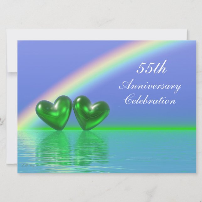 55th Anniversary Emerald Hearts Invitation (Front)