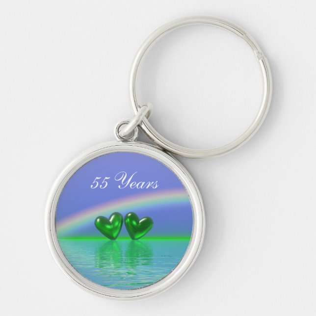 55th Anniversary Emerald Hearts Key Ring (Front)