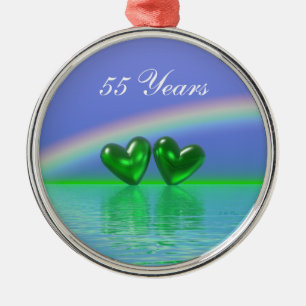 55th Anniversary Emerald Hearts Metal Tree Decoration