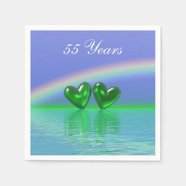 55th Anniversary Emerald Hearts Napkin (Front)
