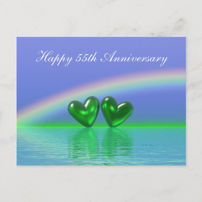 55th Anniversary Emerald Hearts Postcard (Front)