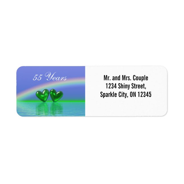 55th Anniversary Emerald Hearts Return Address Label (Front)