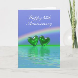 55th Anniversary Emerald Hearts (Tall) Card
