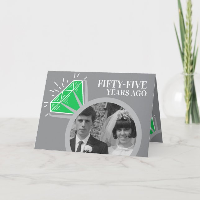 55th anniversary Emerald ring now then photo Card (Front)