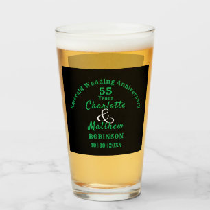 55th Anniversary Emerald Wedding Gift Personalised Glass