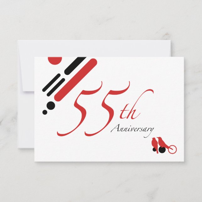 55th Anniversary (mod birds) Invitation (Front)