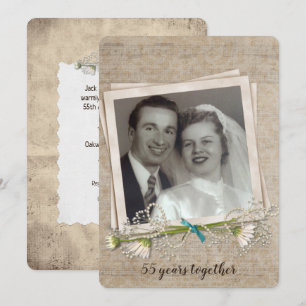 55th anniversary party old-fashioned photo frame invitation