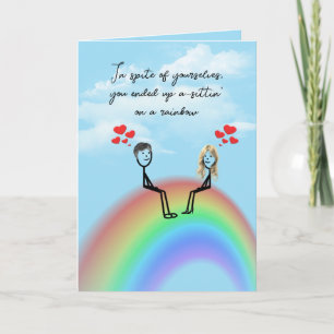 55th Anniversary Stick Figure Couple On a Rainbow Card