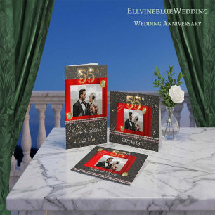 55th Anniversary Thank You   Emerald & Photo Card