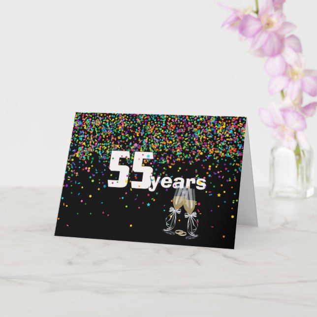 55th anniversary toast in confetti card (Orchid)