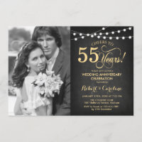 55th Anniversary with Photo - Black and Gold