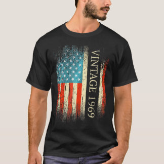 55Th Birthday 1969 Usa Flag 55 Year Old Bday    T-Shirt