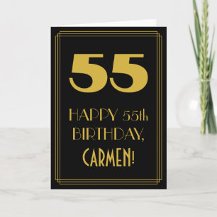 55th Birthday – Art Deco Inspired Look "55" & Name Card