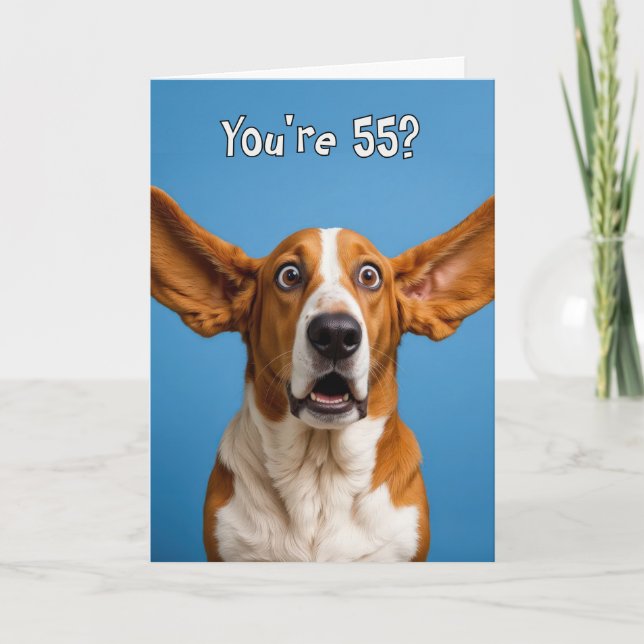 55th Birthday Basset Hound Dog Humor Card (Front)