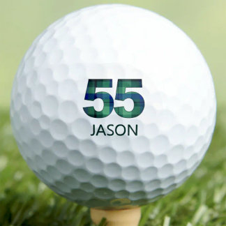 55th Birthday Brother Gift 55 Green Blue Plaid Golf Balls