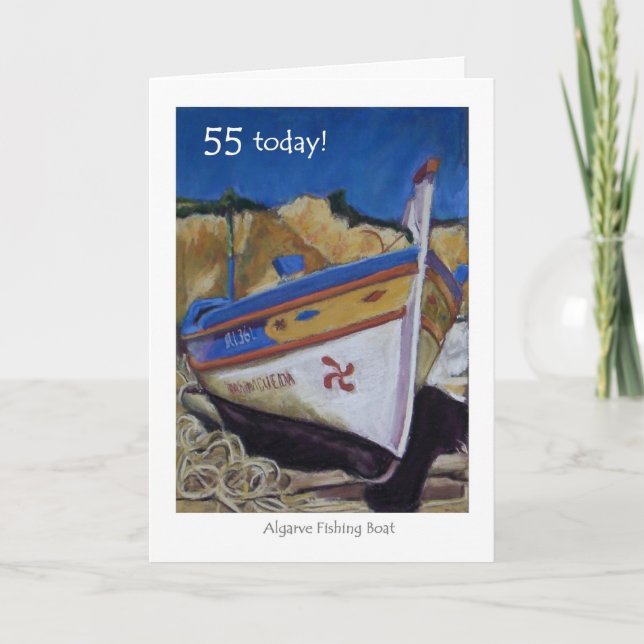 55th Birthday Card - Algarve Fishing Boat (Front)