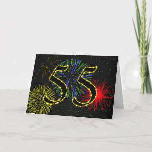 55th Birthday card with fireworks