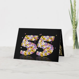 55th birthday card with flowery letters
