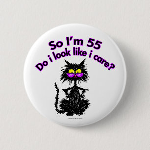 55th Birthday Cat Gifts 6 Cm Round Badge