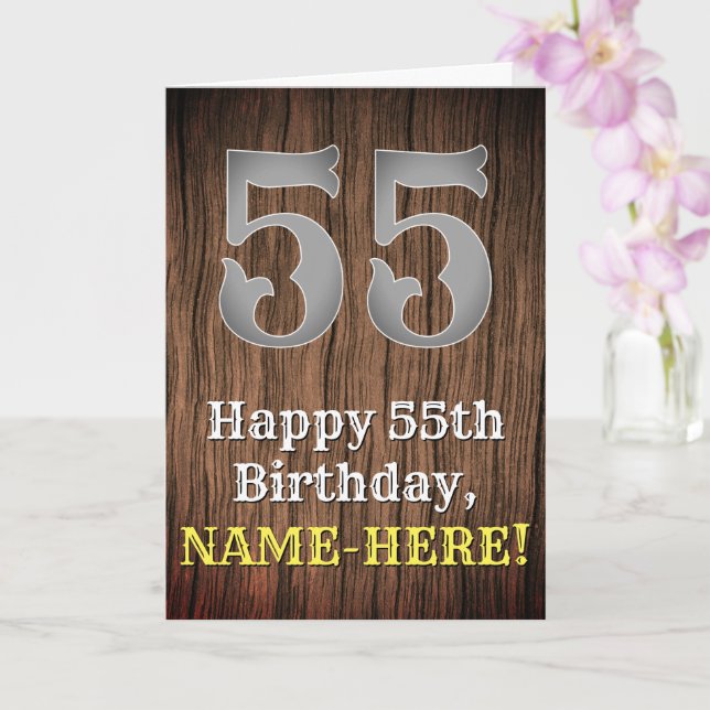 55th Birthday: Country Western Inspired Look, Name Card (Orchid)