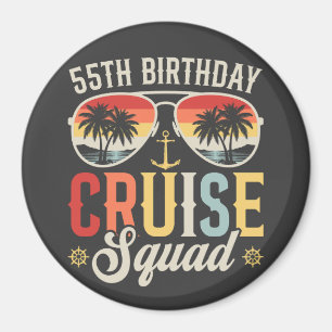 55TH Birthday Cruise Squad Family Matching Circle Magnet