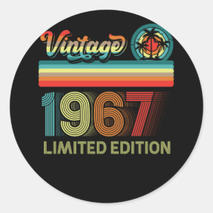 55th Birthday Decorations Men 55 Year Old 1967 Classic Round Sticker