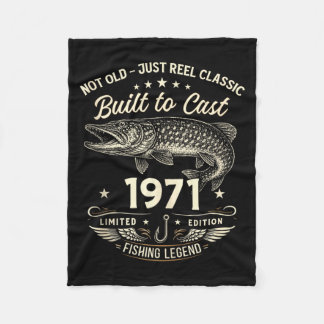 55th Birthday Fishing Gift Men Original 1971 Lied Fleece Blanket