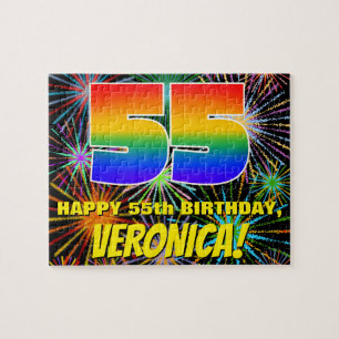 55th Birthday: Fun, Colourful Celebratory Firework Jigsaw Puzzle