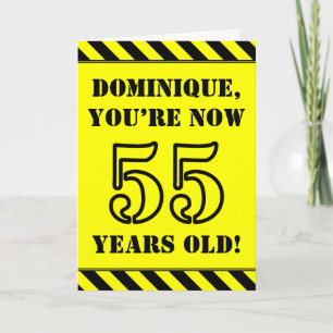 55th Birthday: Fun Stencil Style Text, Custom Name Card