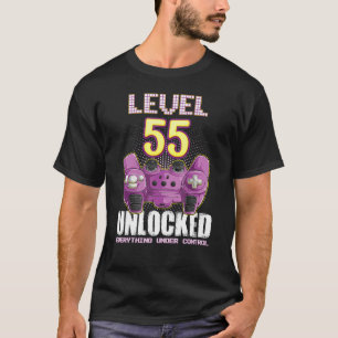 55th Birthday Gamer Boys Girls 55 Year Old Level 5 T-Shirt
