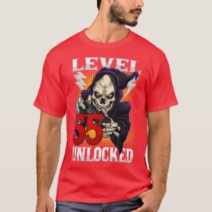 55th Birthday Gamer Skeleton Level 55 Unlocked Gam T-Shirt