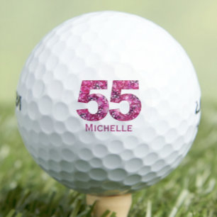 55th Birthday Gift for Girlfriend – Floral 55 Golf Balls