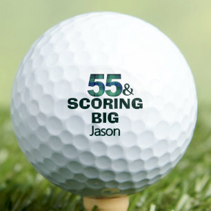 55th Birthday Gift Green Blue Tartan Custom Golf Balls