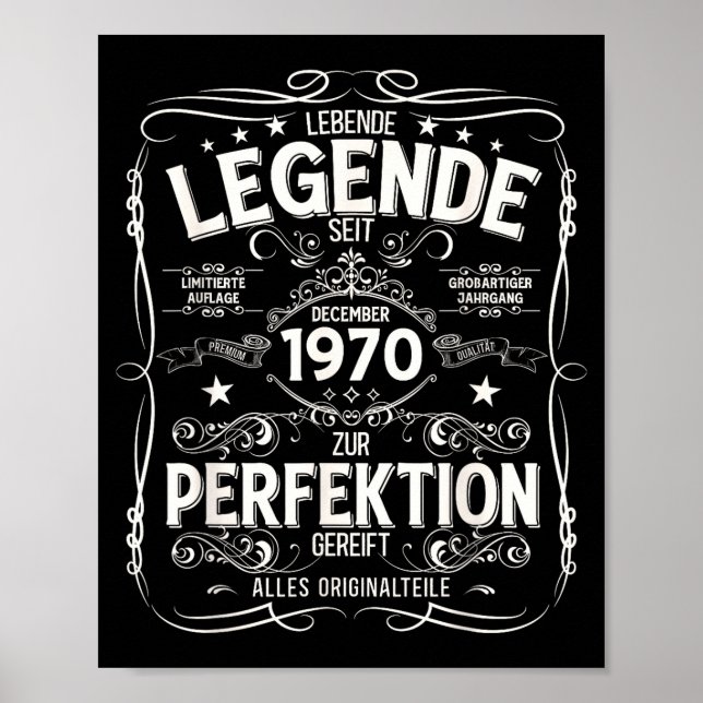 55th Birthday Gift Men Women Legend December 1970  Poster (Front)