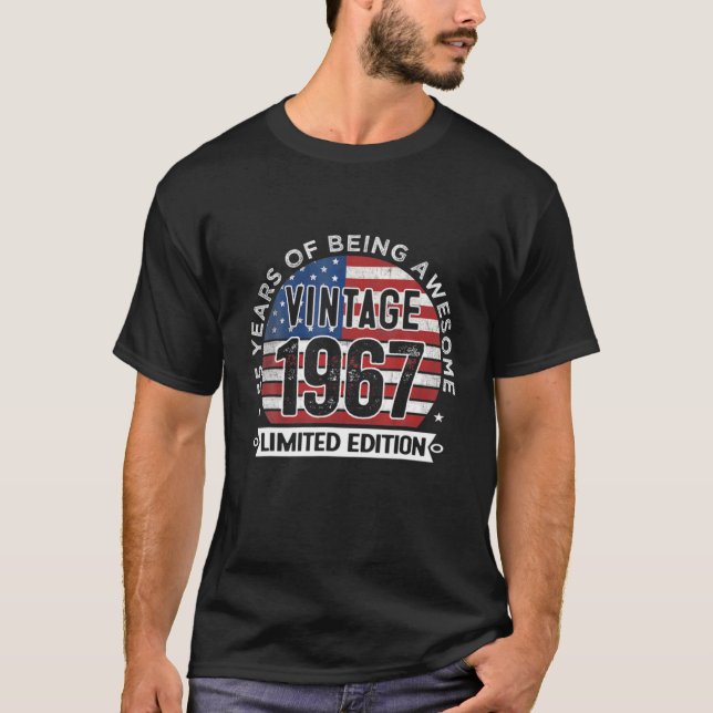 55Th Birthday Gifts Men Vintage 1967 55 Years Old T-Shirt (Front)