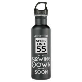 55th Birthday Idea Speed Limit Sign 55 mph Funny D 710 Ml Water Bottle