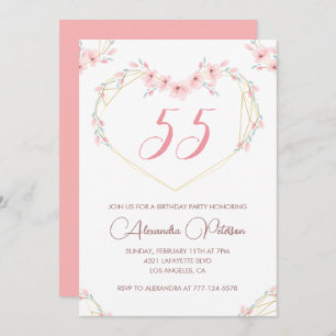 55th birthday invitations Boho Floral Elegant 