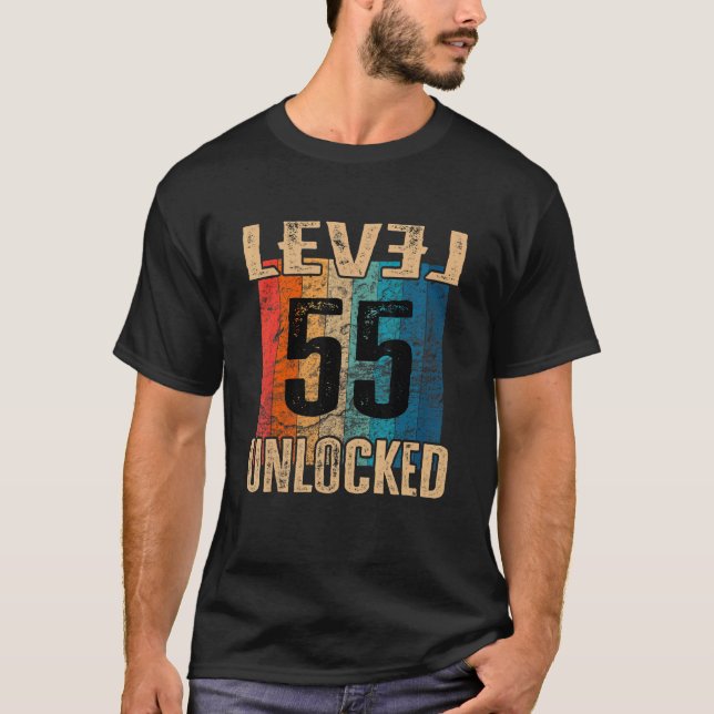 55th Birthday Level Unlocked Vintage Retro T-Shirt (Front)