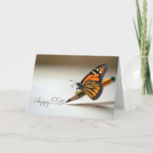 55th Birthday Monarch Butterfly On a Pencil Card