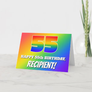 55th Birthday: Multicolored Rainbow Pattern # 55 Card